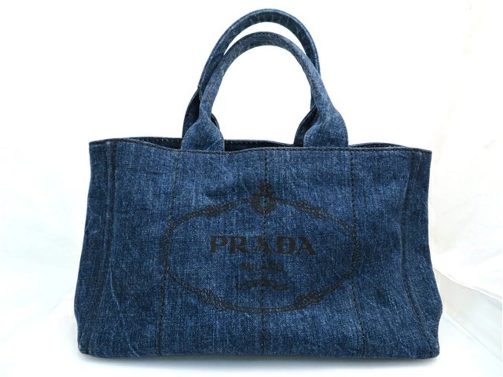 Prada Canapa Handbag Denim Blue